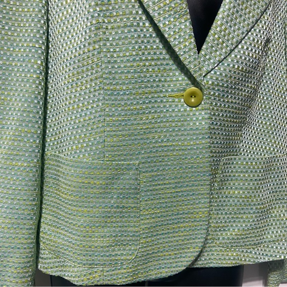 Talbots Green Tweed Boucle Blazer Jacket Size 10 Single Button NWOT - Picture 5 of 12